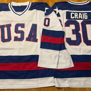 1980 US OLYMPIC MIKE CRAIG Hockey JERSEY Men's Sz M,L,XL,2X,3X New never worn